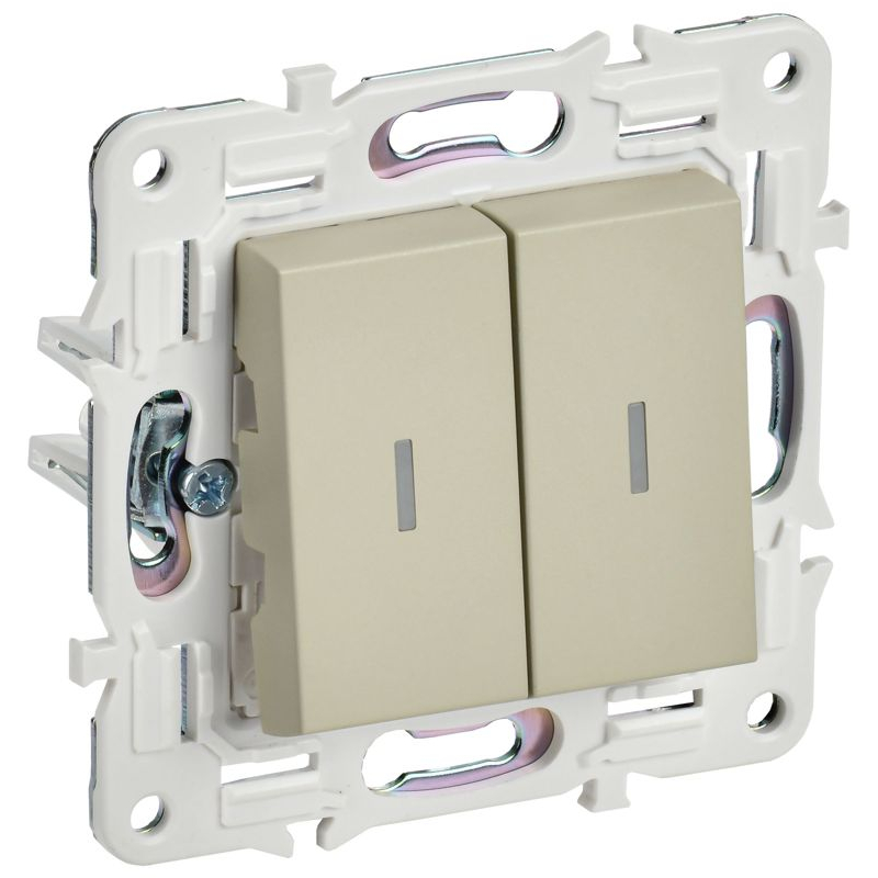 SKANDY Выключатель 2-клавишный с индикацией 10А SK-V09B бежевый IEK