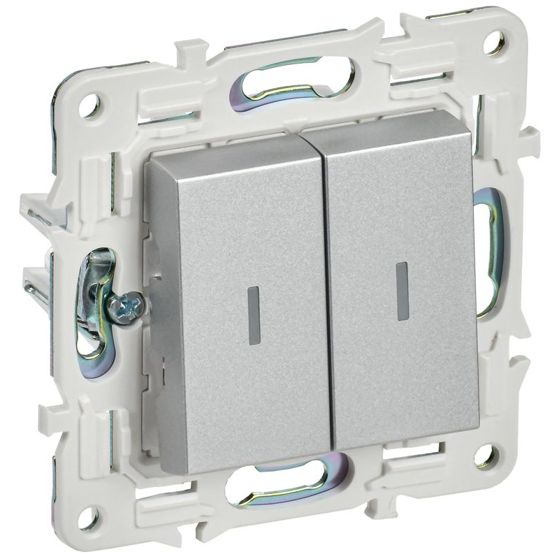 SKANDY Выключатель 2-клавишный с индикацией 10А SK-V09S серебряный IEK