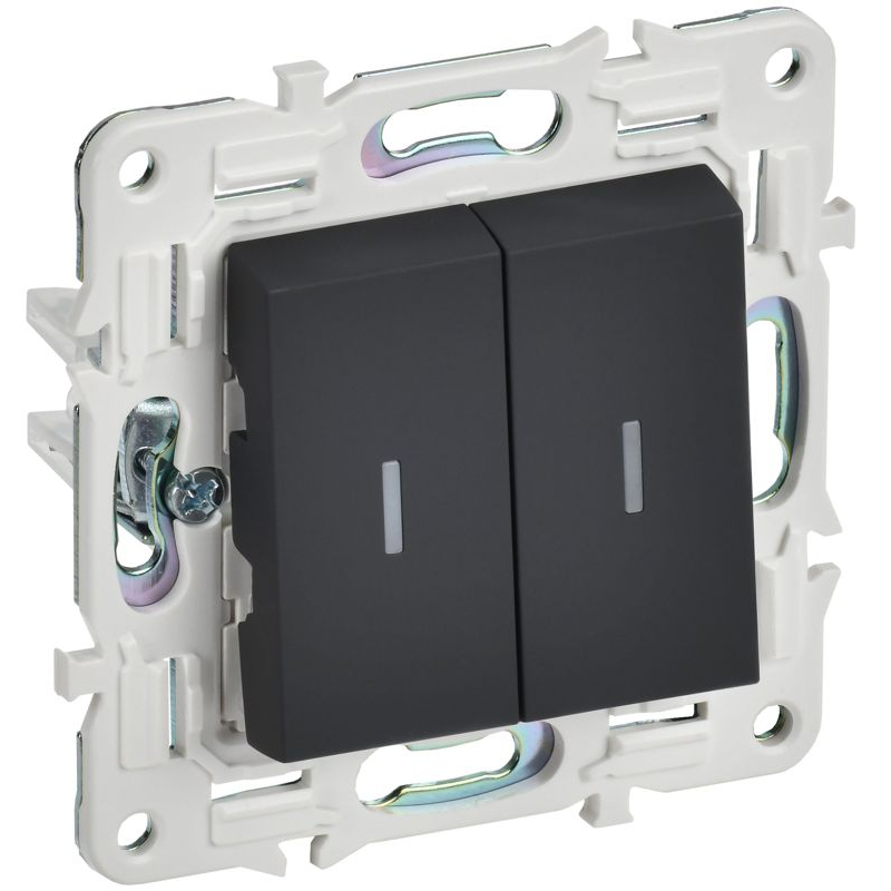 SKANDY Выключатель 2-клавишный с индикацией 10А SK-V09G графит IEK