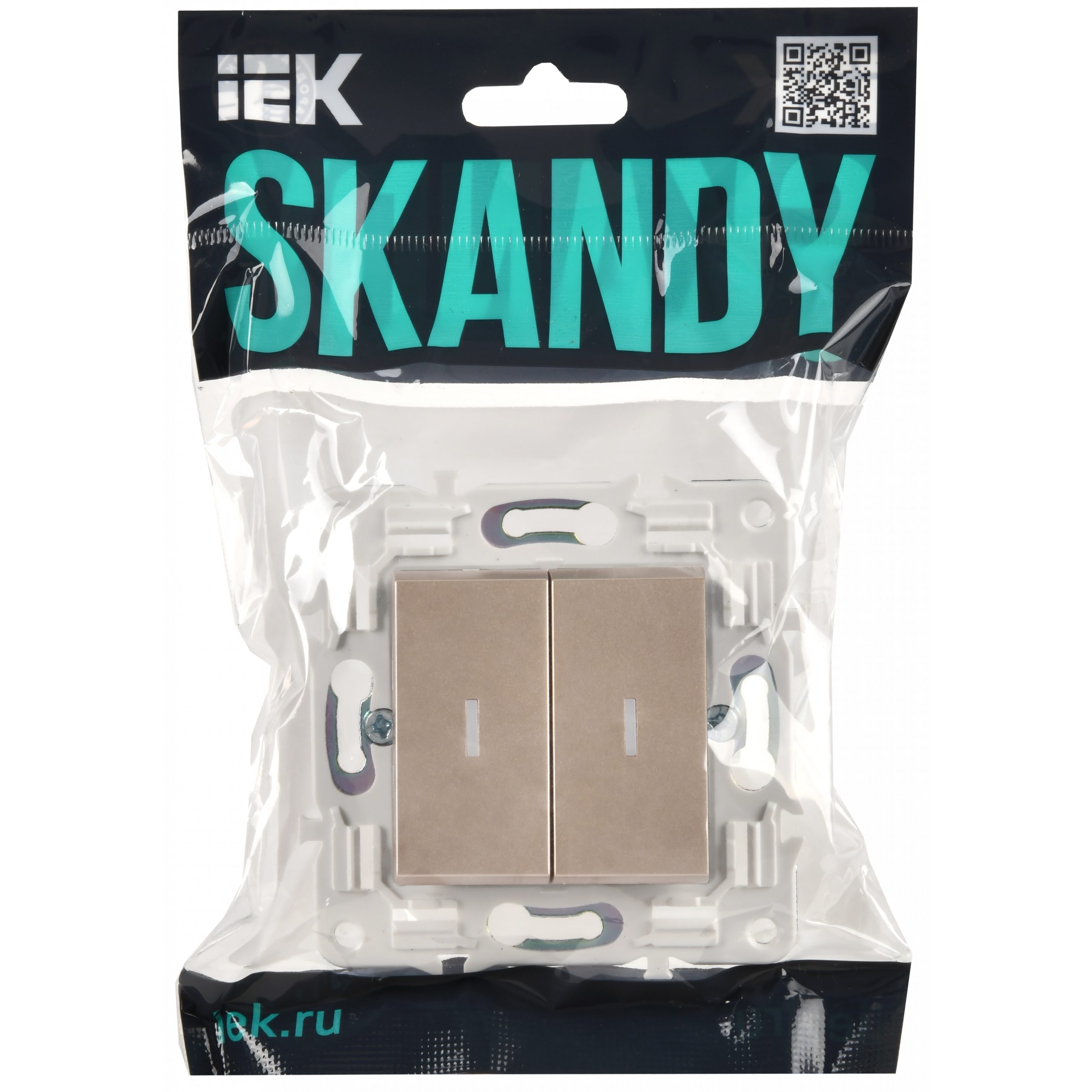 SKANDY Выключатель 2-клавишный с индикацией 10А SK-V09Sa песочный IEK