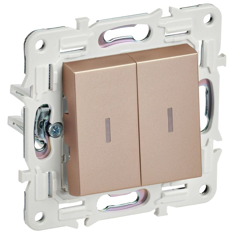 SKANDY Выключатель 2-клавишный с индикацией 10А SK-V09Sa песочный IEK