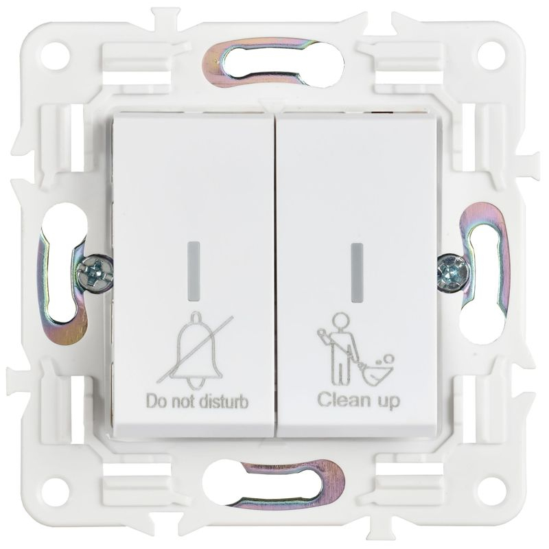 SKANDY Выключатель 2-клавишный с индикацией для отелей 10А SK-V16W арктический белый IEK