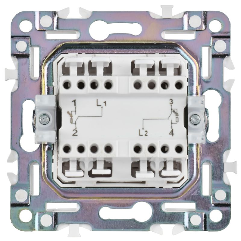 SKANDY Выключатель 2-клавишный с индикацией для отелей 10А SK-V16Bl черный IEK