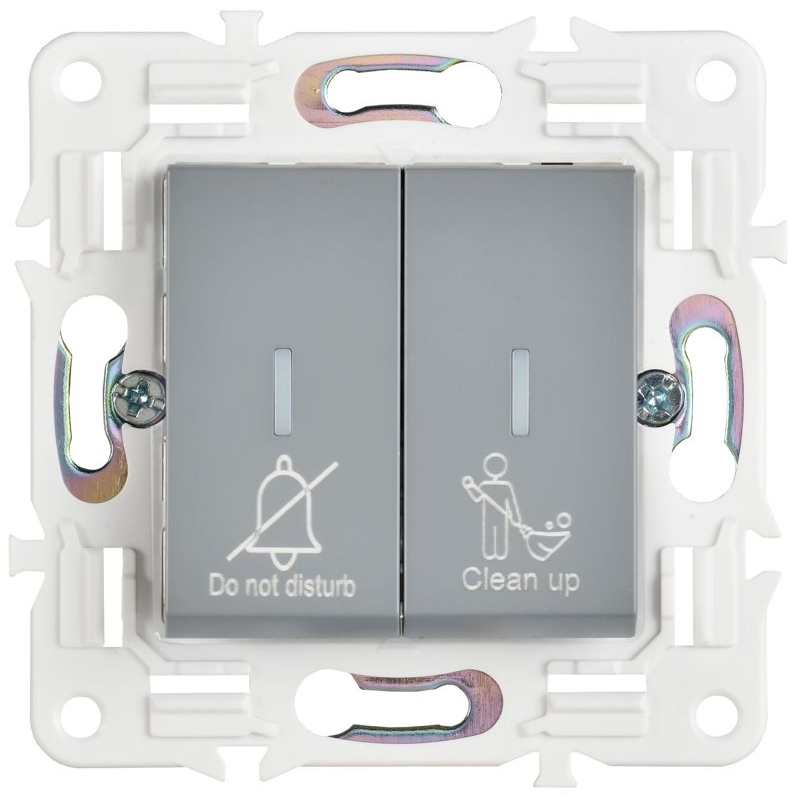 SKANDY Выключатель 2-клавишный с индикацией для отелей 10А SK-V16Gr серый IEK