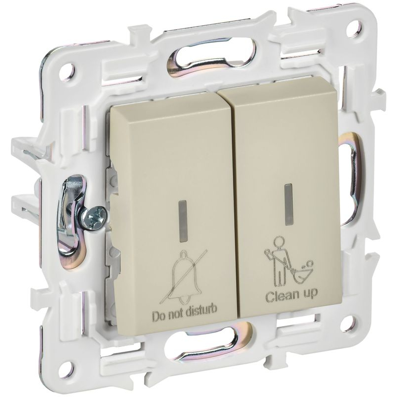 SKANDY Выключатель 2-клавишный с индикацией для отелей 10А SK-V16B бежевый IEK