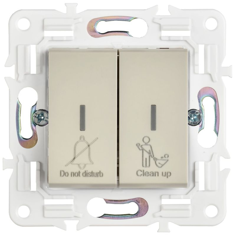 SKANDY Выключатель 2-клавишный с индикацией для отелей 10А SK-V16B бежевый IEK