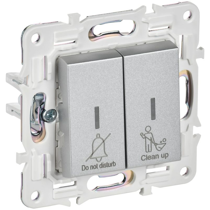 SKANDY Выключатель 2-клавишный с индикацией для отелей 10А SK-V16S серебряный IEK