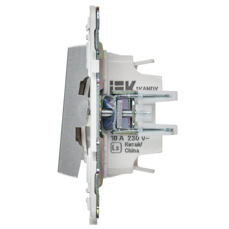 SKANDY Выключатель 2-клавишный с индикацией для отелей 10А SK-V16S серебряный IEK