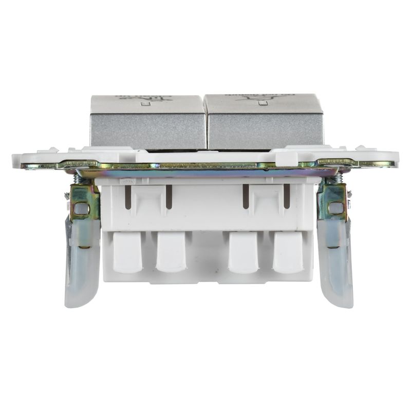 SKANDY Выключатель 2-клавишный с индикацией для отелей 10А SK-V16S серебряный IEK