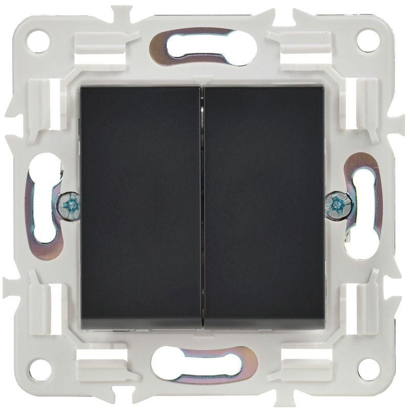 SKANDY Выключатель 2-клавишный проходной 10А SK-V05Bl черный IEK