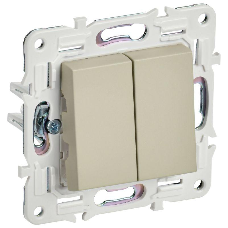 SKANDY Выключатель 2-клавишный проходной 10А SK-V05B бежевый IEK