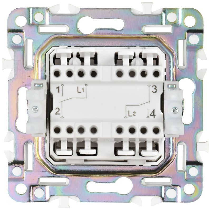 SKANDY Выключатель 2-клавишный проходной 10А SK-V05N металл никель IEK