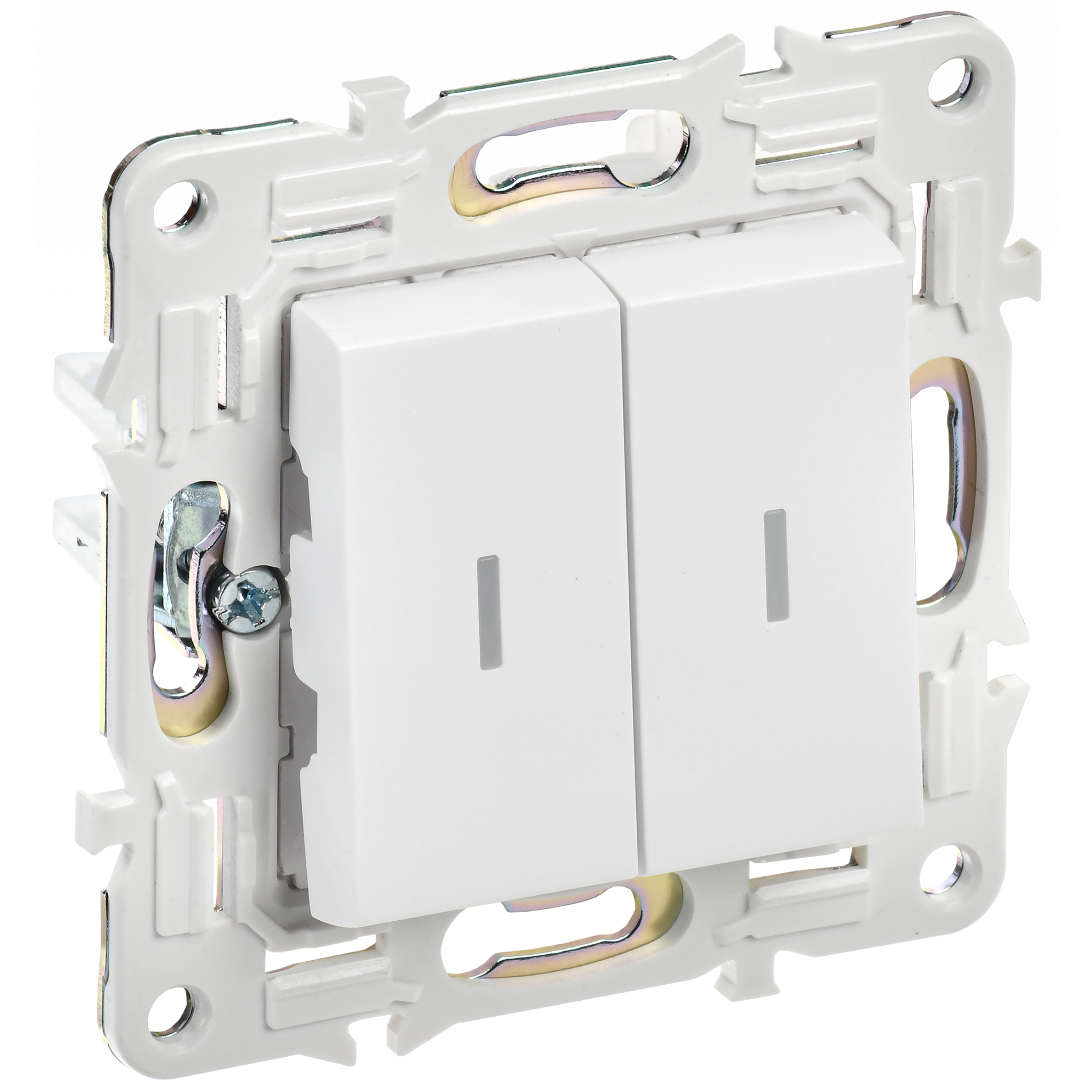 SKANDY Выключатель 2-клавишный проходной с индикацией 10А SK-V10W арктический белый IEK