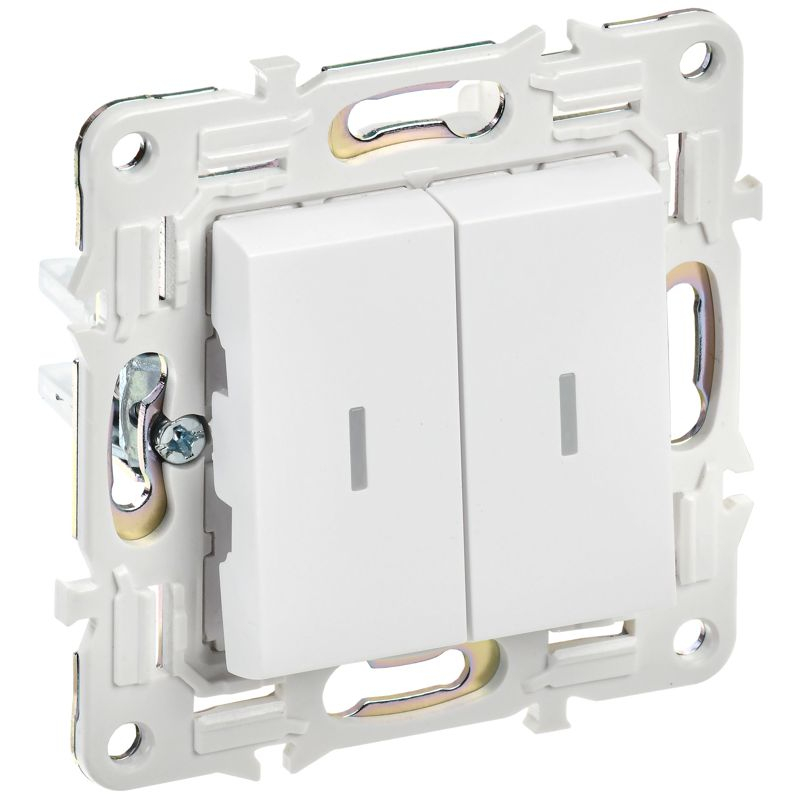 SKANDY Выключатель 2-клавишный проходной с индикацией 10А SK-V10W арктический белый IEK