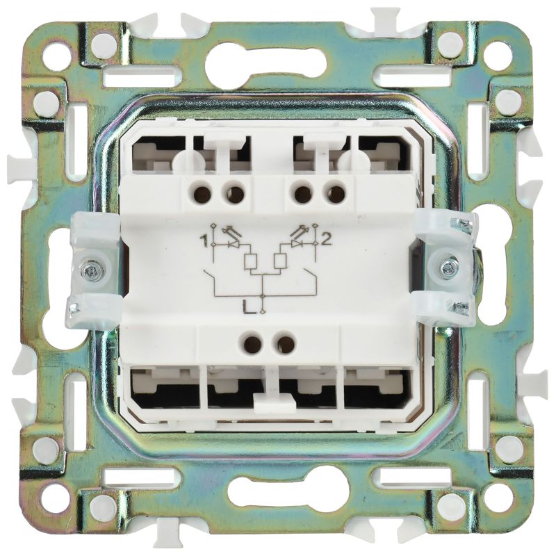 SKANDY Выключатель 2-клавишный проходной с индикацией 10А SK-V10Bl черный IEK