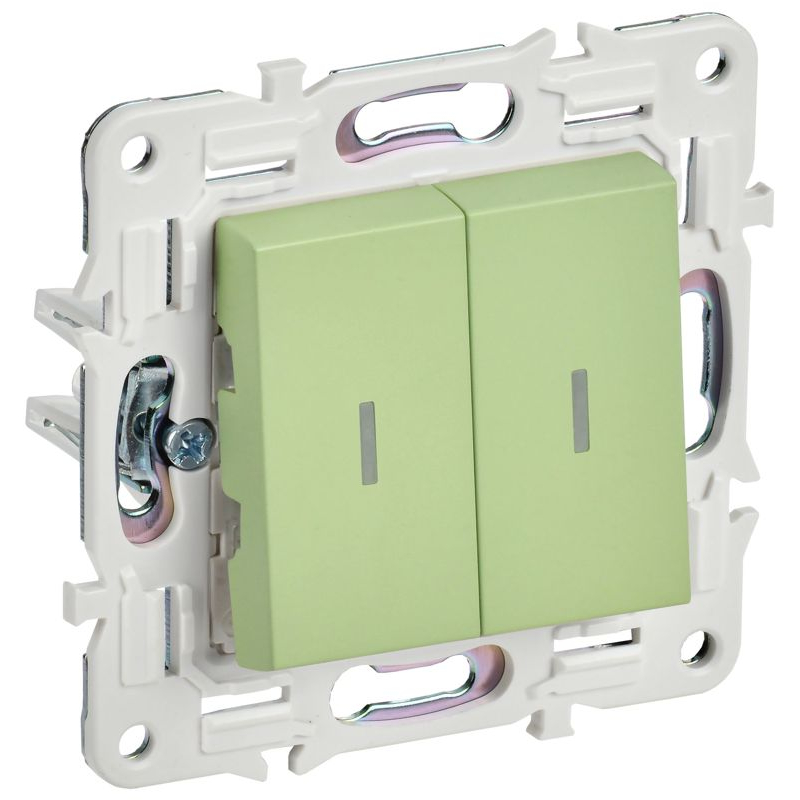 SKANDY Выключатель 2-клавишный проходной с индикацией 10А SK-V10G мятный IEK