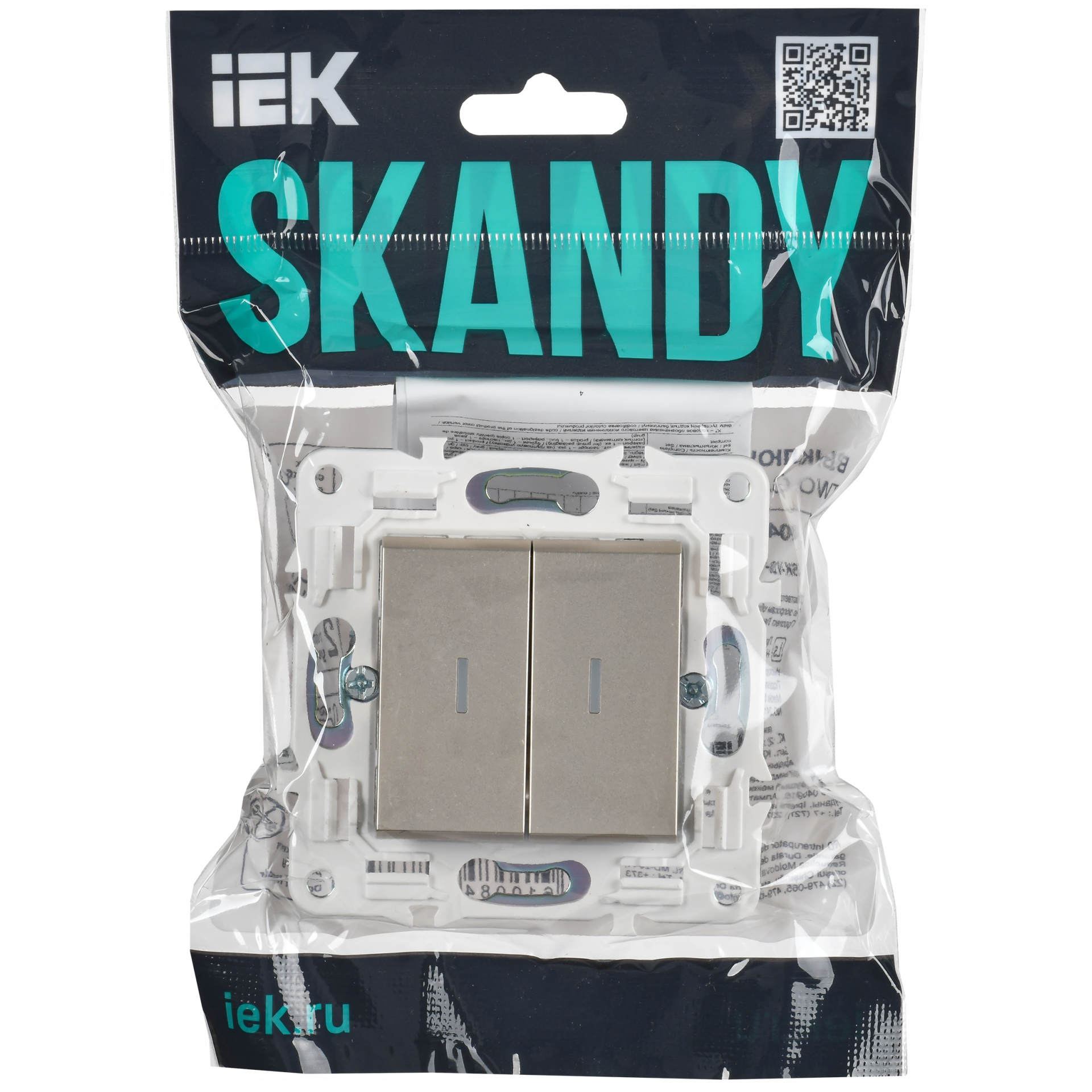 SKANDY Выключатель 2-клавишный проходной с индикацией 10А SK-V10Sh шампань IEK
