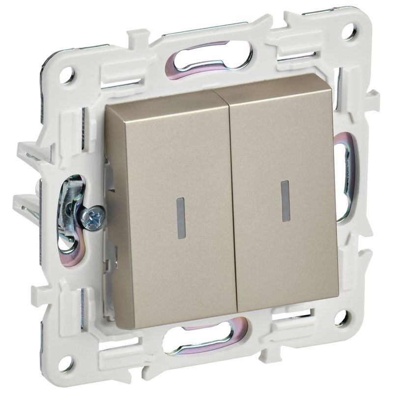 SKANDY Выключатель 2-клавишный проходной с индикацией 10А SK-V10Sh шампань IEK