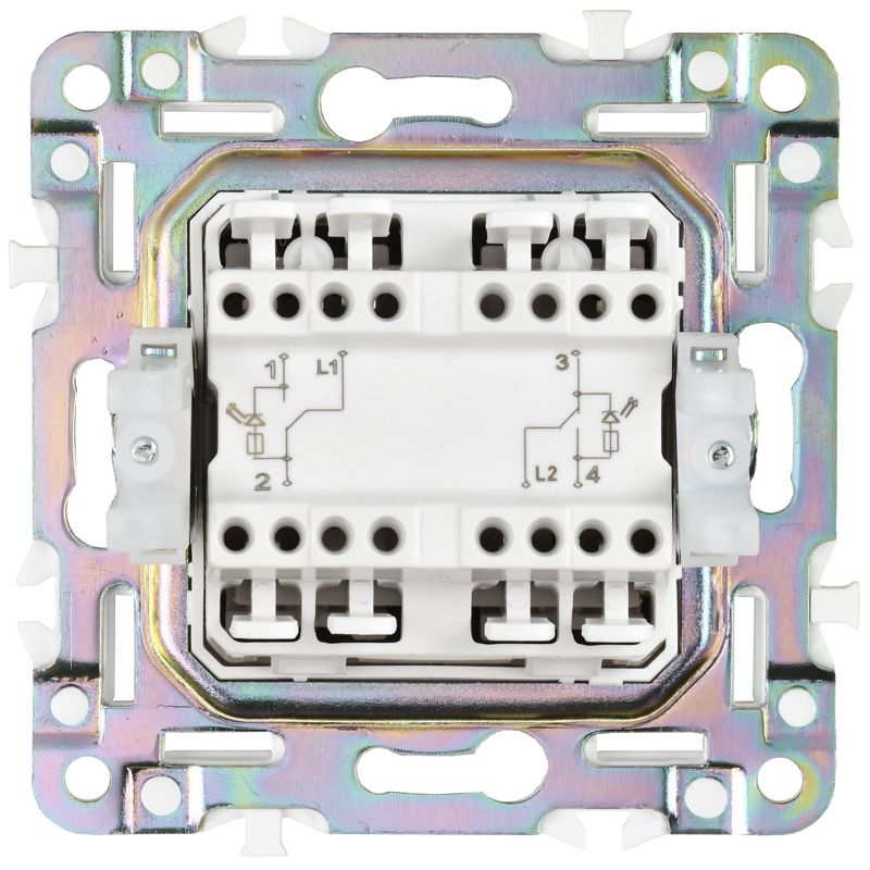 SKANDY Выключатель 2-клавишный проходной с индикацией 10А SK-V10N металл никель IEK