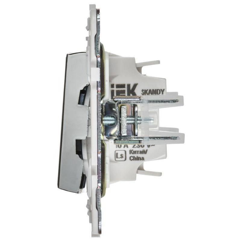 SKANDY Выключатель 2-клавишный проходной с индикацией 10А SK-V10N металл никель IEK