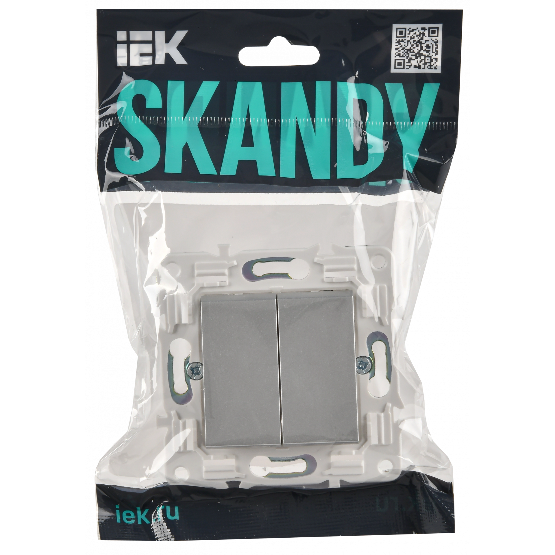 SKANDY Выключатель 2-клавишный перекрестный 10А SK-V06S серебряный IEK