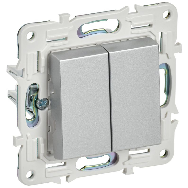SKANDY Выключатель 2-клавишный перекрестный 10А SK-V06S серебряный IEK