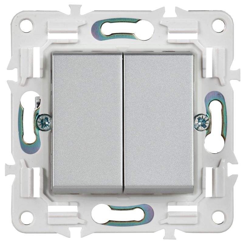 SKANDY Выключатель 2-клавишный перекрестный 10А SK-V06S серебряный IEK