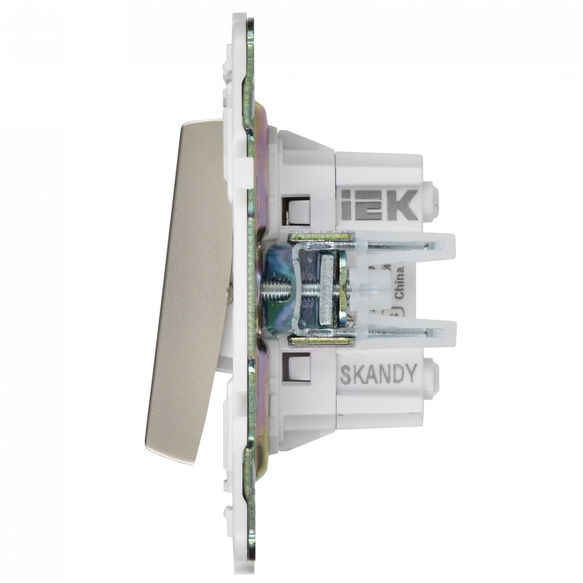 SKANDY Выключатель 2-клавишный перекрестный 10А SK-V06Sh шампань IEK