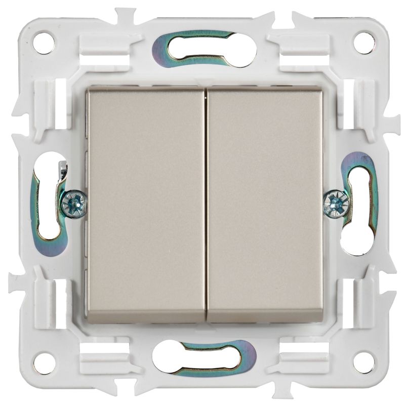 SKANDY Выключатель 2-клавишный перекрестный 10А SK-V06Sh шампань IEK