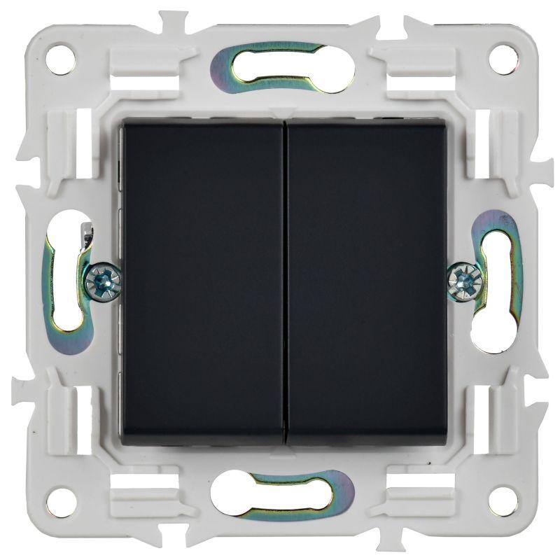 SKANDY Выключатель 2-клавишный перекрестный 10А SK-V06G графит IEK