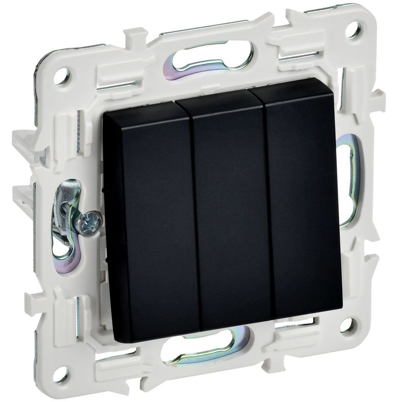 SKANDY Выключатель 3-клавишный 10А SK-V11Bl черный IEK