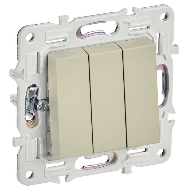 SKANDY Выключатель 3-клавишный 10А SK-V11B бежевый IEK