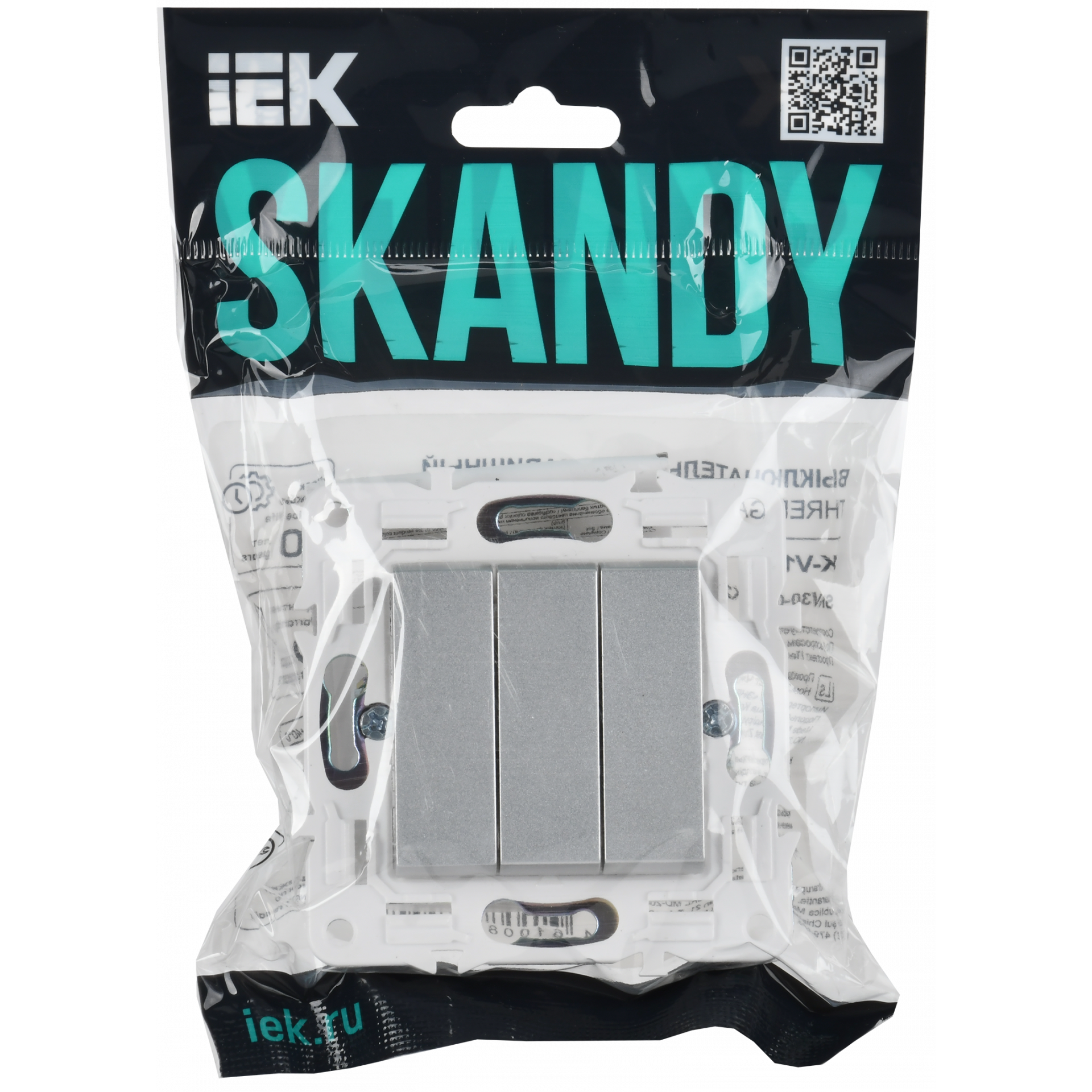 SKANDY Выключатель 3-клавишный 10А SK-V11S серебряный IEK
