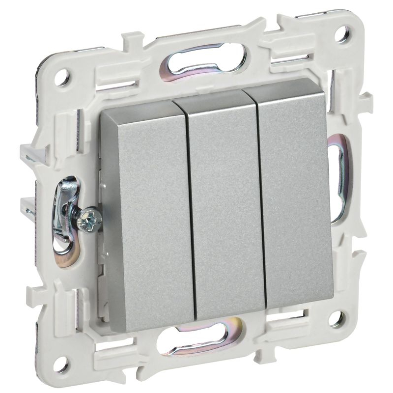 SKANDY Выключатель 3-клавишный 10А SK-V11S серебряный IEK
