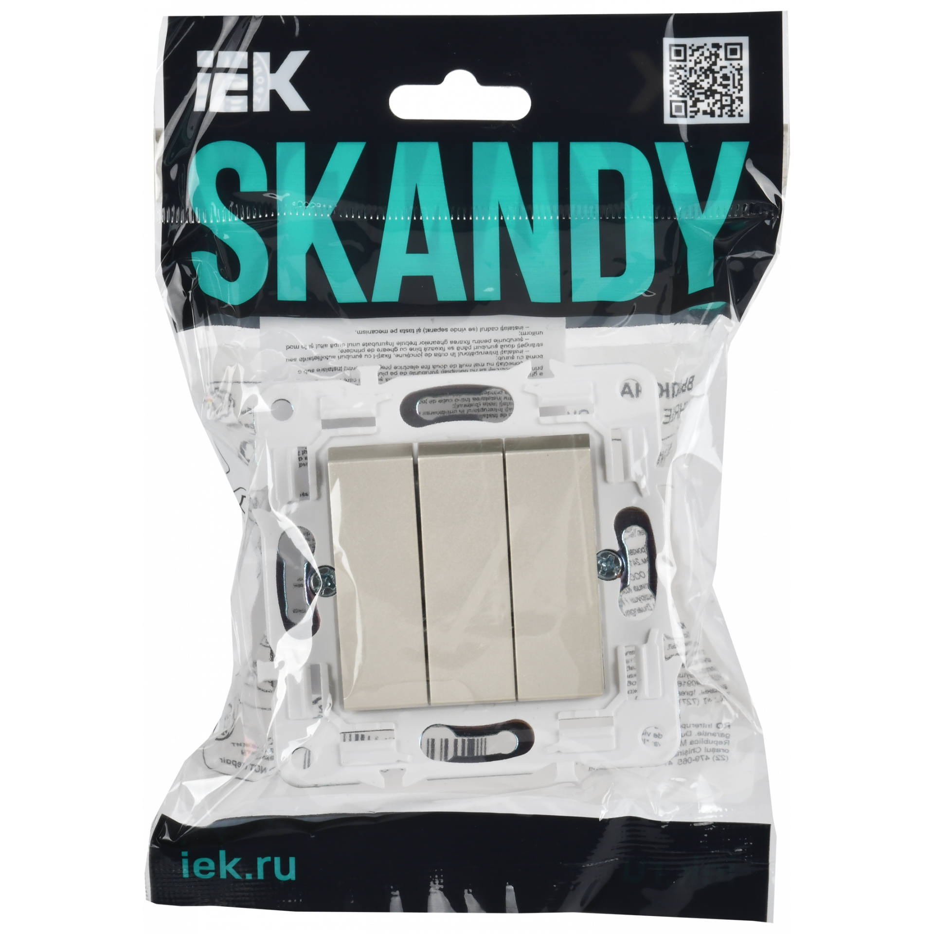 SKANDY Выключатель 3-клавишный 10А SK-V11Sh шампань IEK