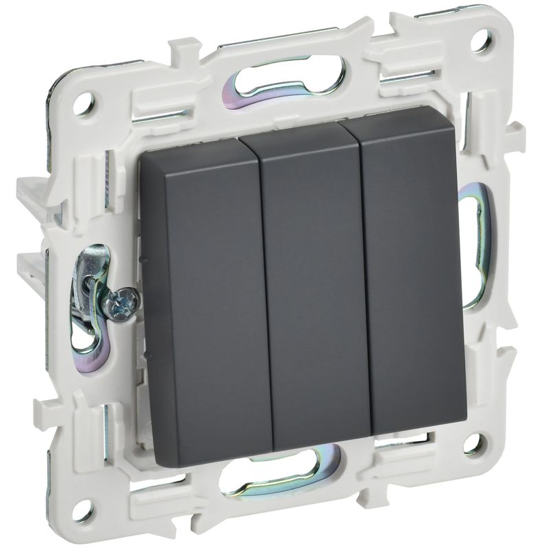 SKANDY Выключатель 3-клавишный 10А SK-V11T титан IEK