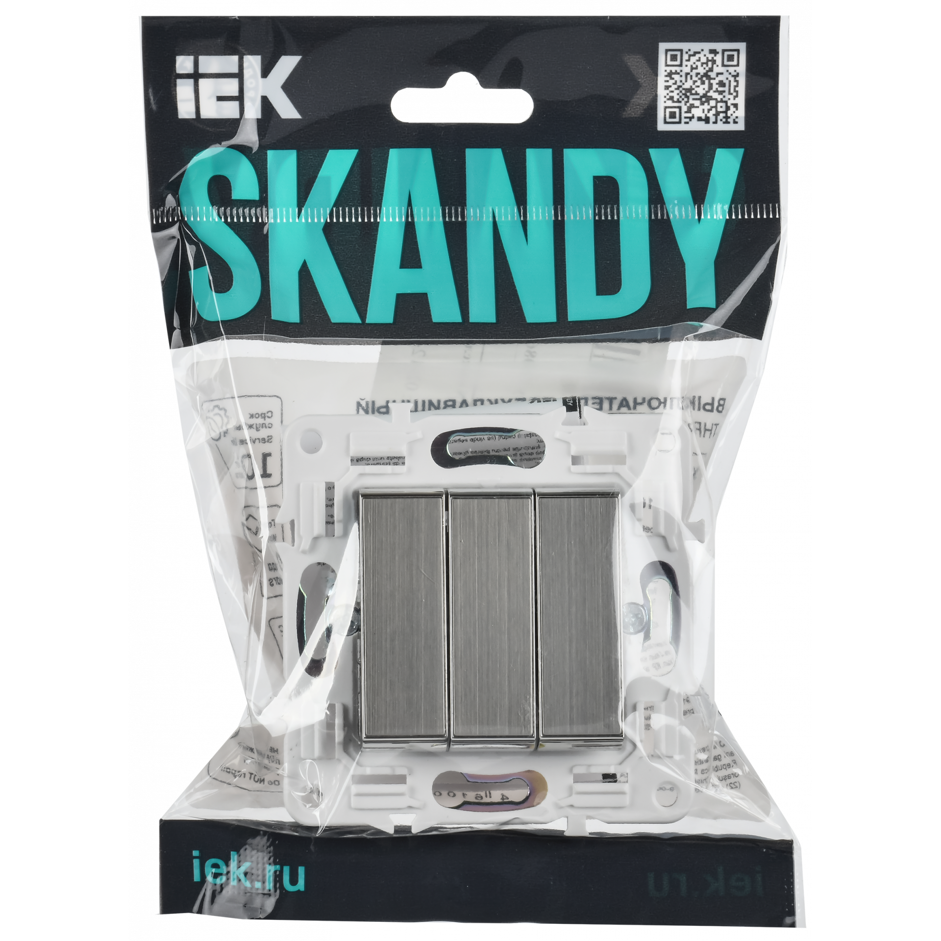SKANDY Выключатель 3-клавишный 10А SK-V11N металл никель IEK