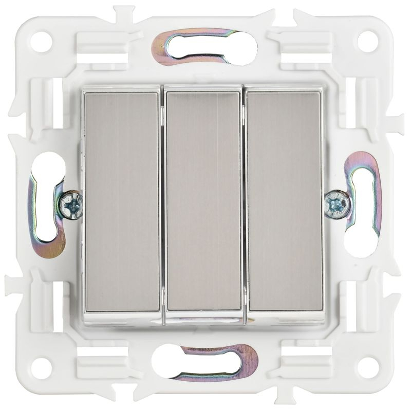 SKANDY Выключатель 3-клавишный 10А SK-V11N металл никель IEK