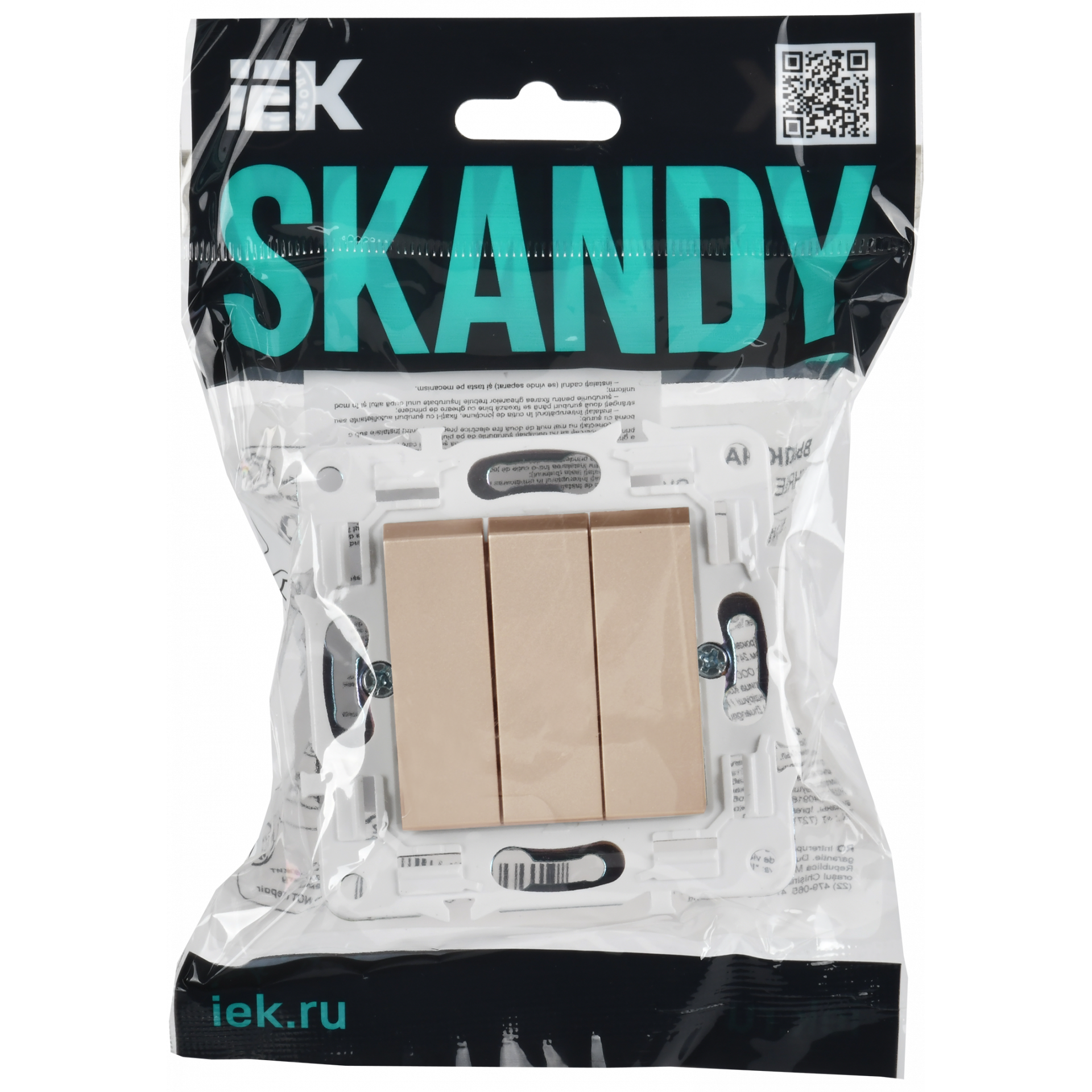 SKANDY Выключатель 3-клавишный 10А SK-V11Sa песочный IEK