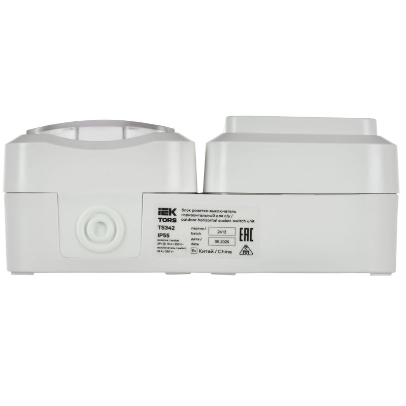 TORS Блок розетка + выключатель горизонтальный 16А IP55 TS342 белый IEK