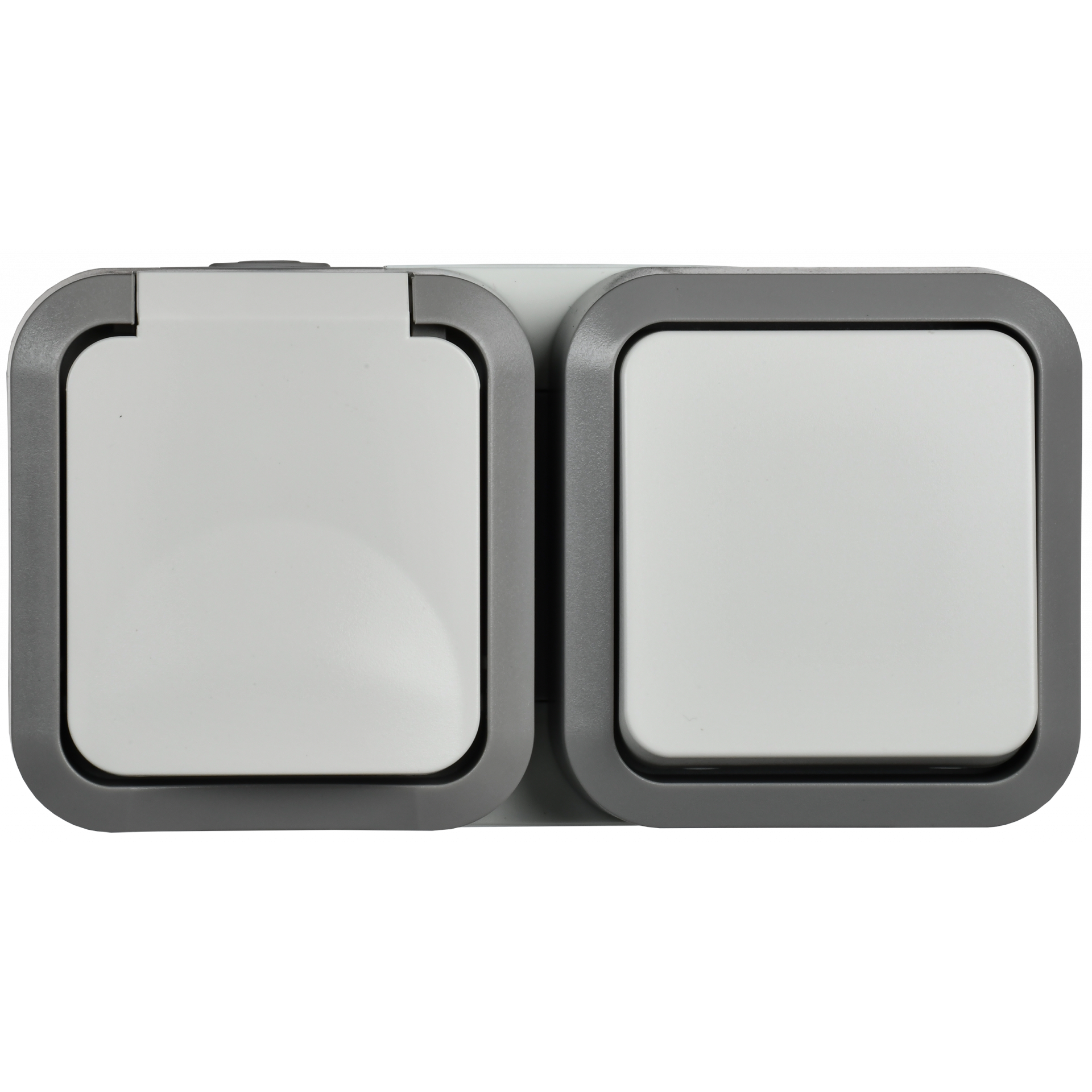 TORS Блок розетка + выключатель горизонтальный 16А IP55 TS242 серо-белый IEK
