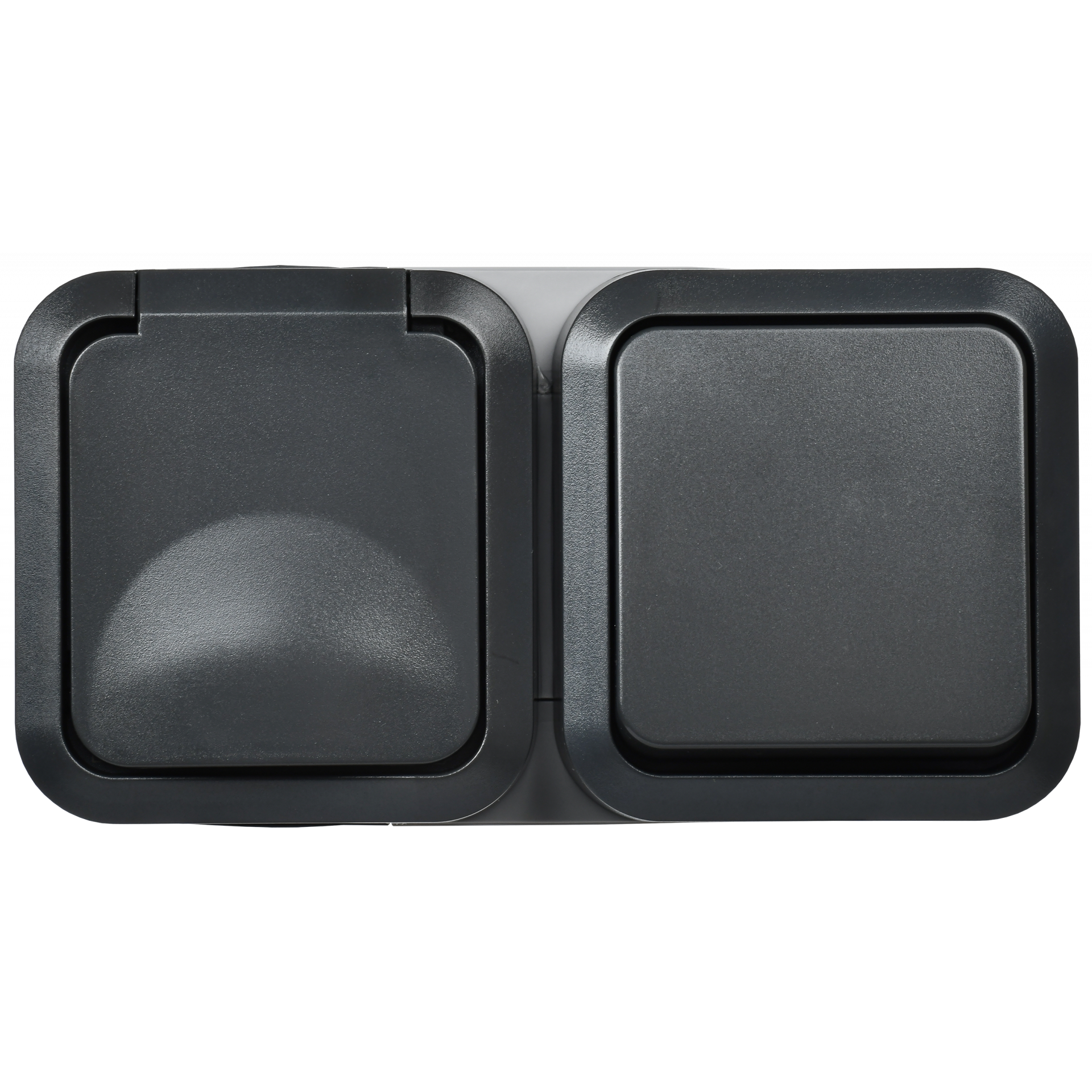 TORS Блок розетка + выключатель горизонтальный 16А IP55 TS142 графит IEK