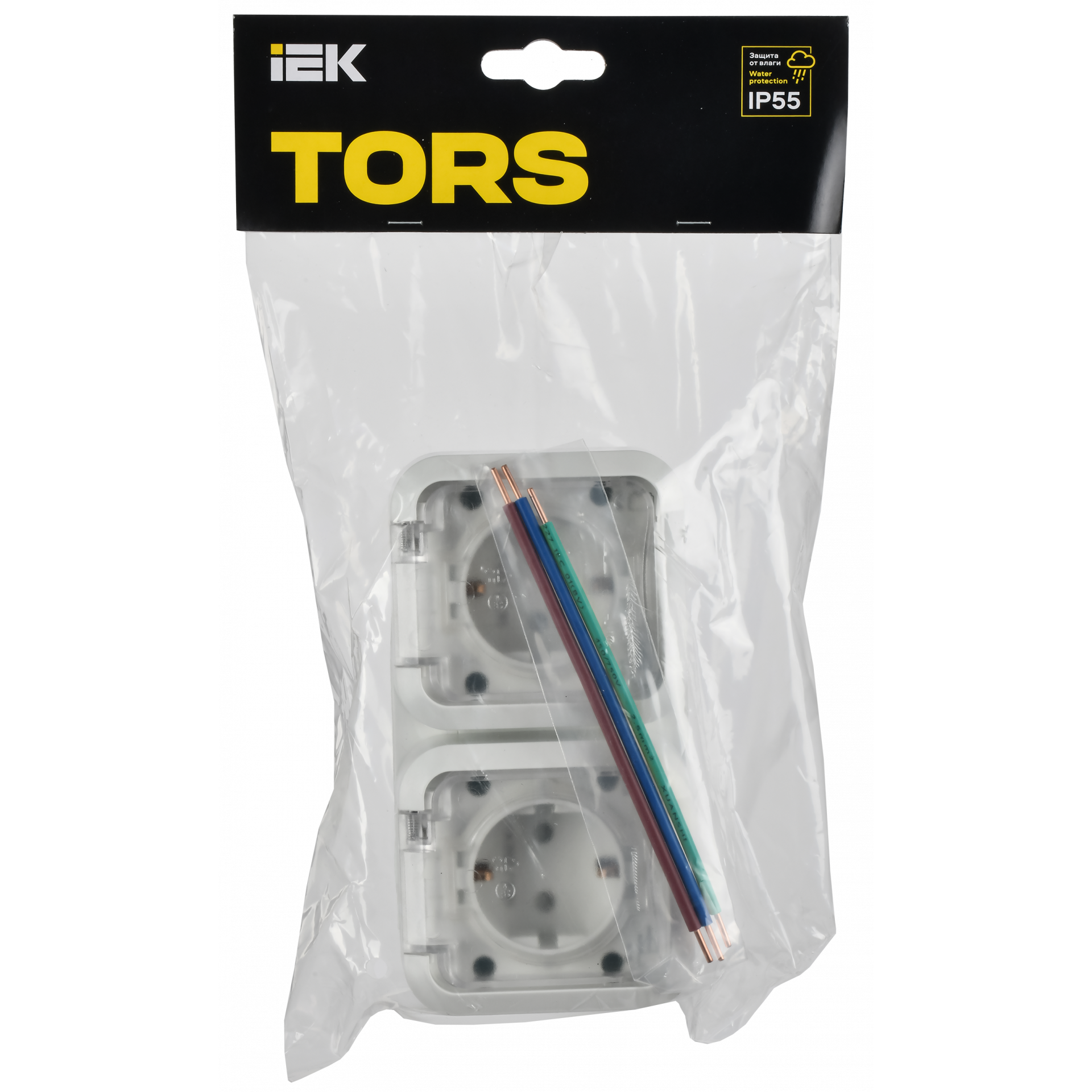 TORS Розетка 2-местная горизонтальная 16А IP55 TS322 белый IEK