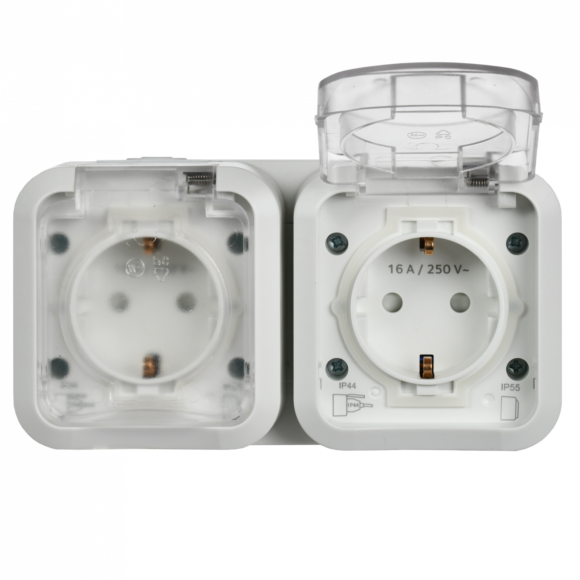 TORS Розетка 2-местная горизонтальная 16А IP55 TS322 белый IEK