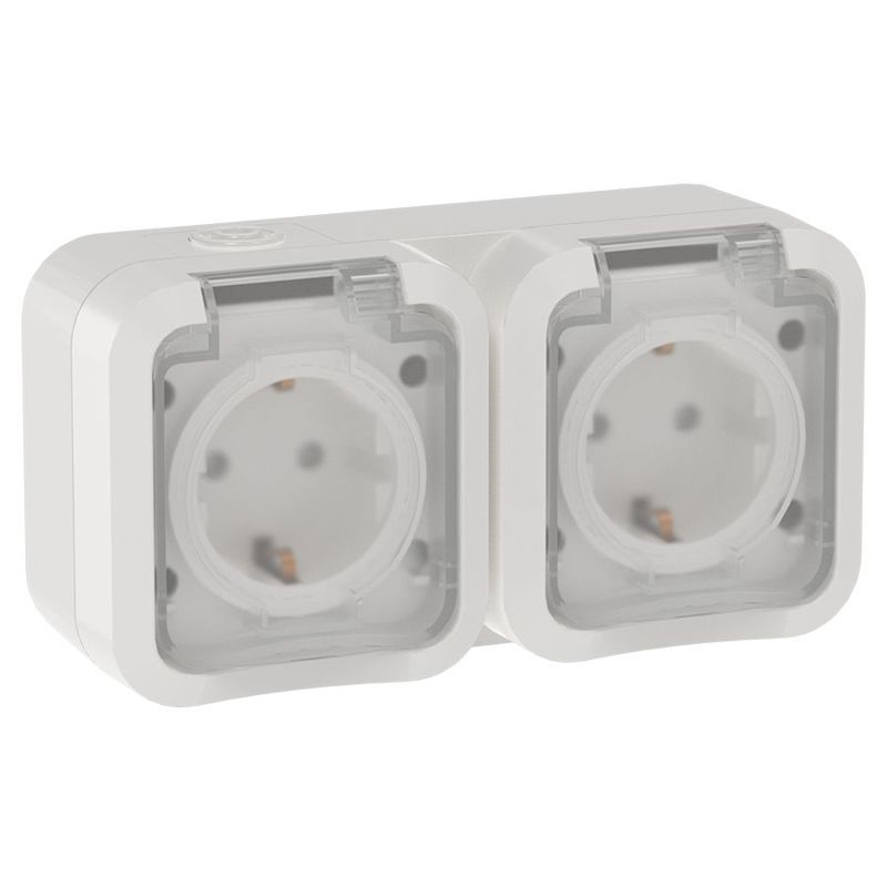 TORS Розетка 2-местная горизонтальная 16А IP55 TS322 белый IEK