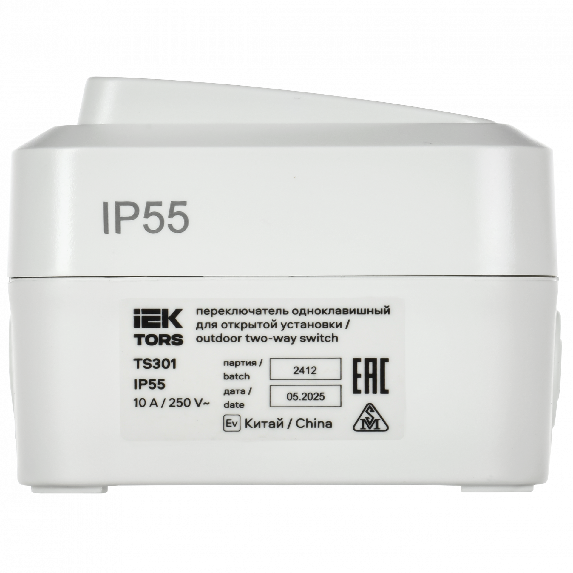 TORS Переключатель одноклавишный 10А IP55 TS301 белый IEK