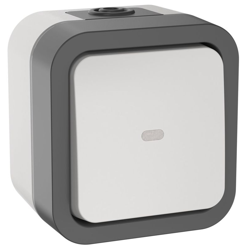 TORS Переключатель одноклавишный с индикацией 10А IP55 TS202 серо-белый IEK