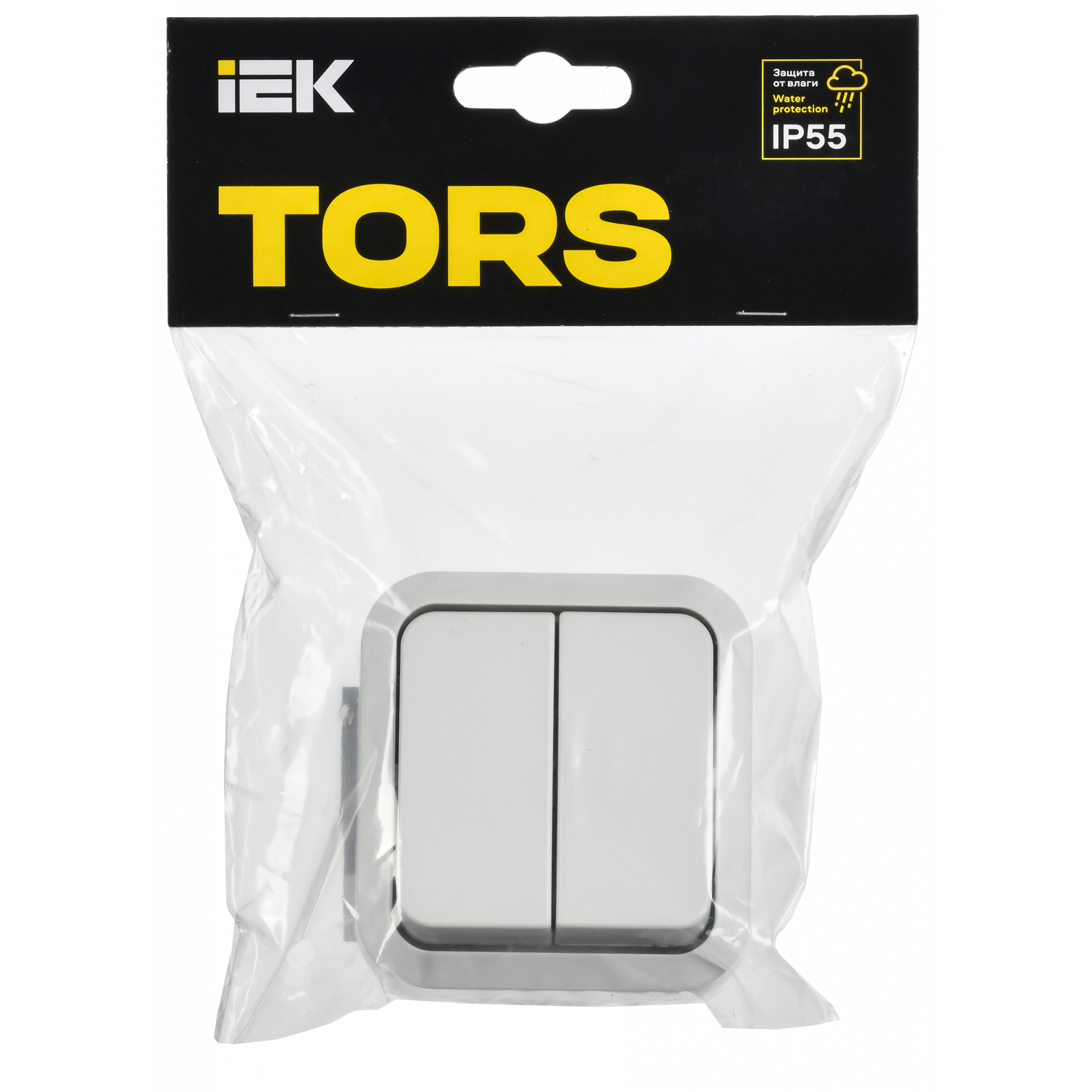 TORS Выключатель двухклавишный 10А IP55 TS305 белый IEK