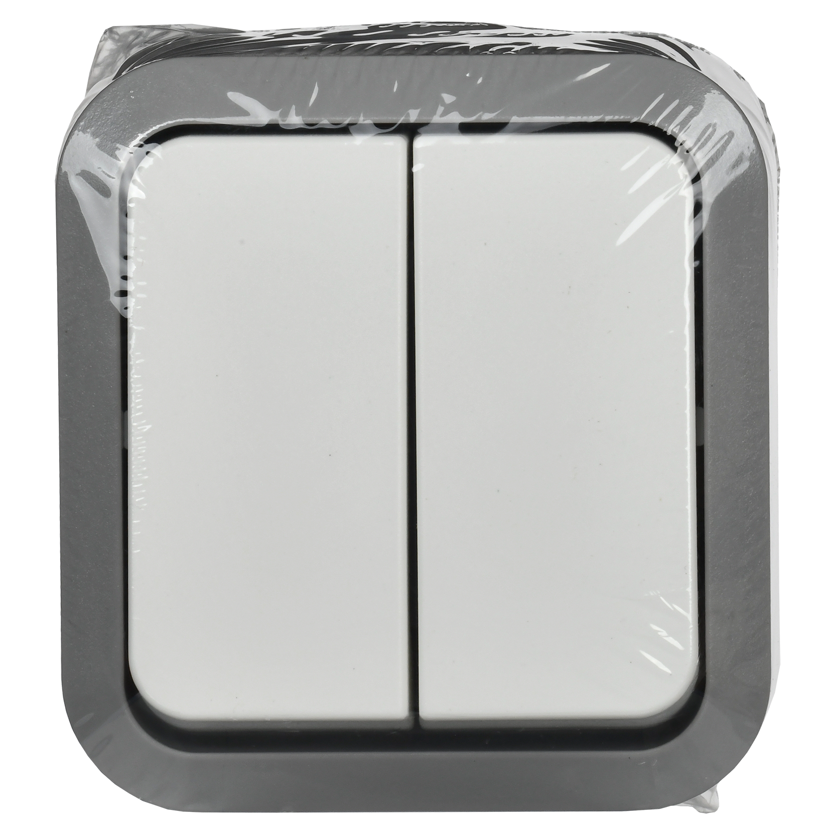 TORS Выключатель двухклавишный 10А IP55 TS205 серо-белый IEK