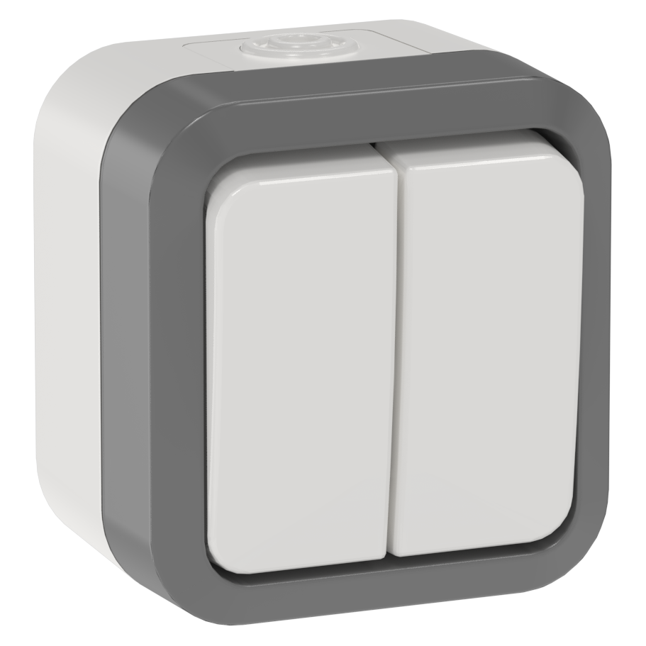 TORS Выключатель двухклавишный проходной 10А IP55 TS225 сер-бел IEK